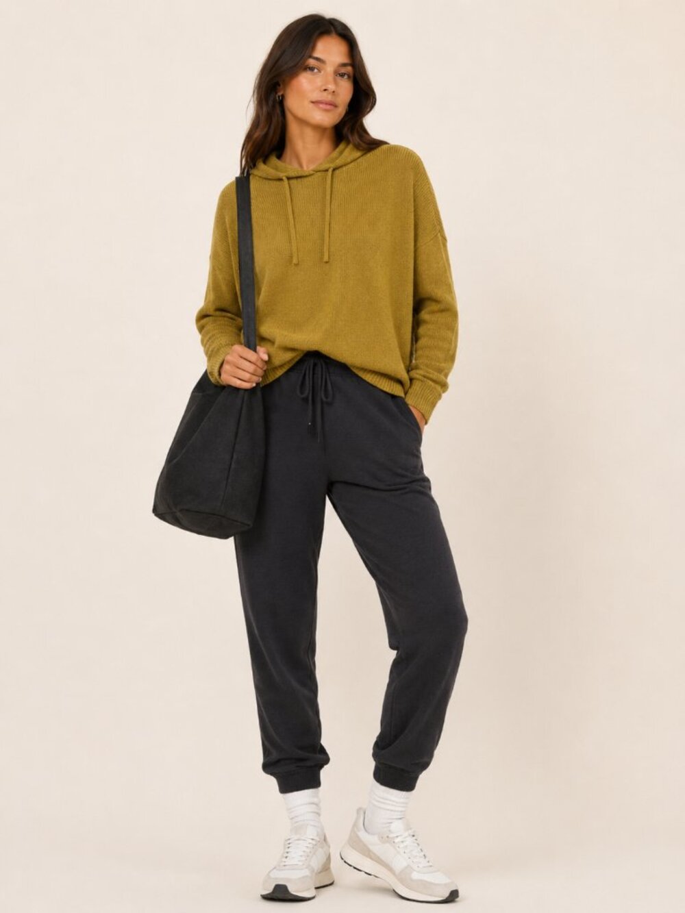 Eileen Fisher Organic Cotton Hooded Sweater Chartreuse Yellow‎ Small S/P